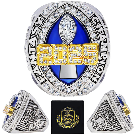 LANGE HOME 2025 Fantasy Football RingFantasy Football Championship Ring with High-Grade Gift BoxLeague Champion Trophy Rings Premium Award for Winner
