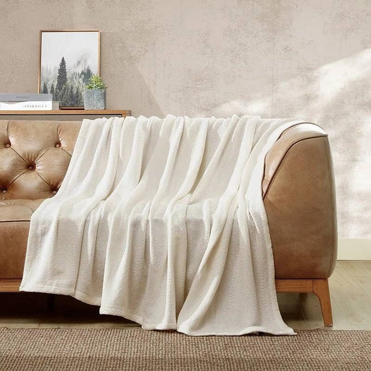 King size Cream Bone Lightweight 100-Percent Cotton Blanket - Machine Washable-0