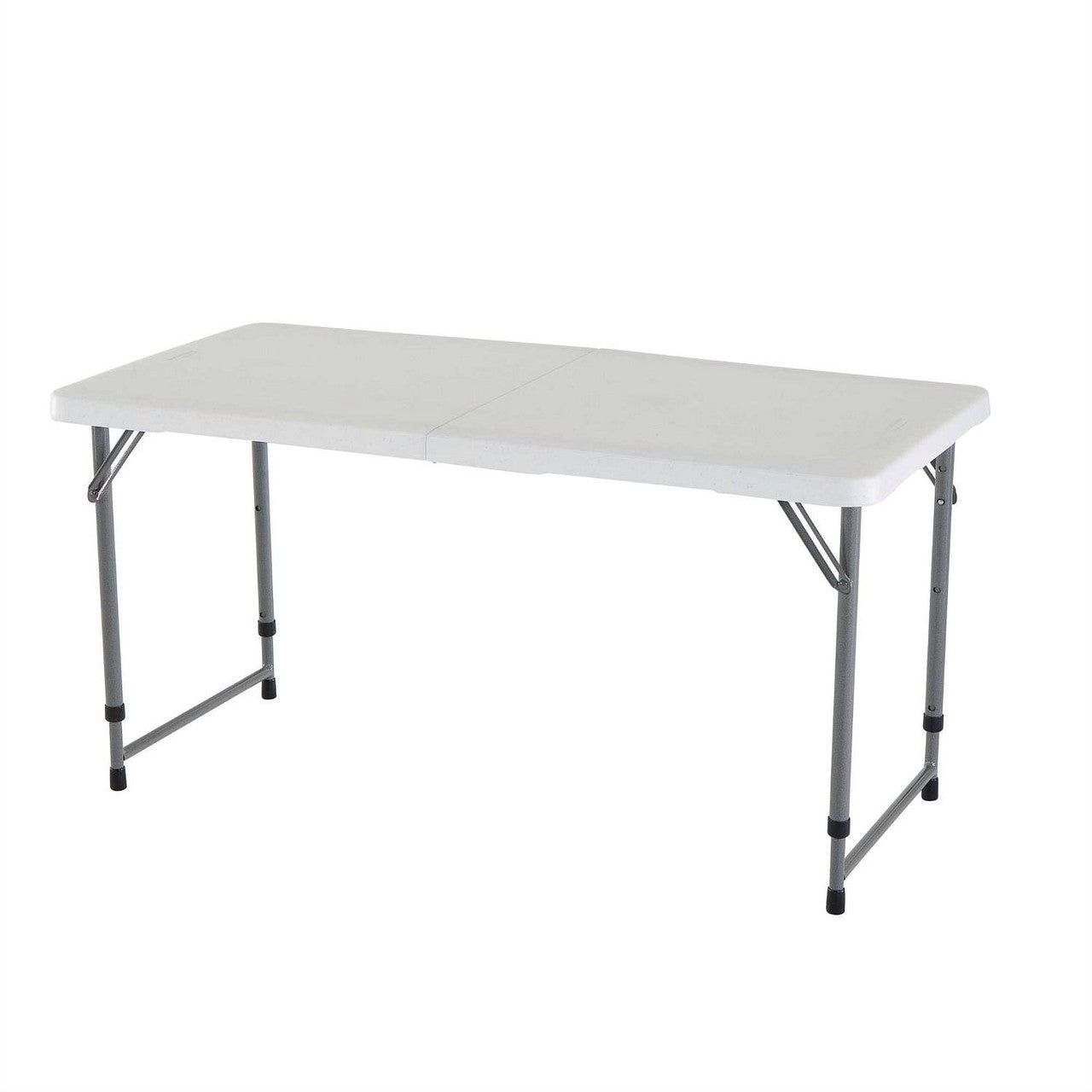 Adjustable Height White HDPE Folding Table with Powder Coated Steel Frame-1