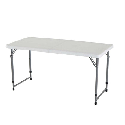 Adjustable Height White HDPE Folding Table with Powder Coated Steel Frame-1