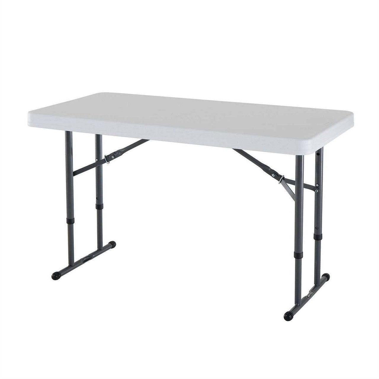 Adjustable Height 4-Foot Commercial Folding Table with White HDPE Top-1