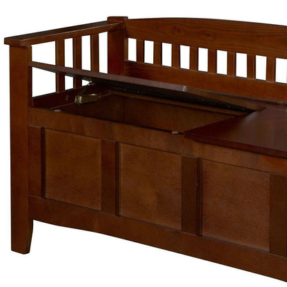 Split Seat Storage Accent Bench in Walnut Wood Finish-1