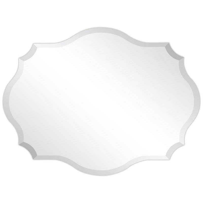 Modern Frameless 32 x 24 inch Scalloped Beveled Accent Bathroom Mirror-1