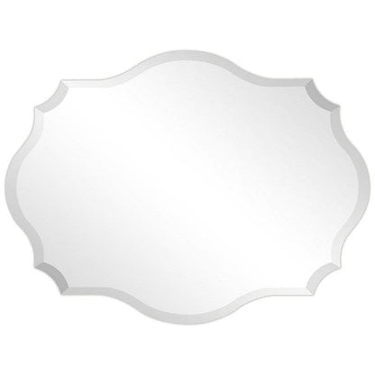 Modern Frameless 32 x 24 inch Scalloped Beveled Accent Bathroom Mirror-1