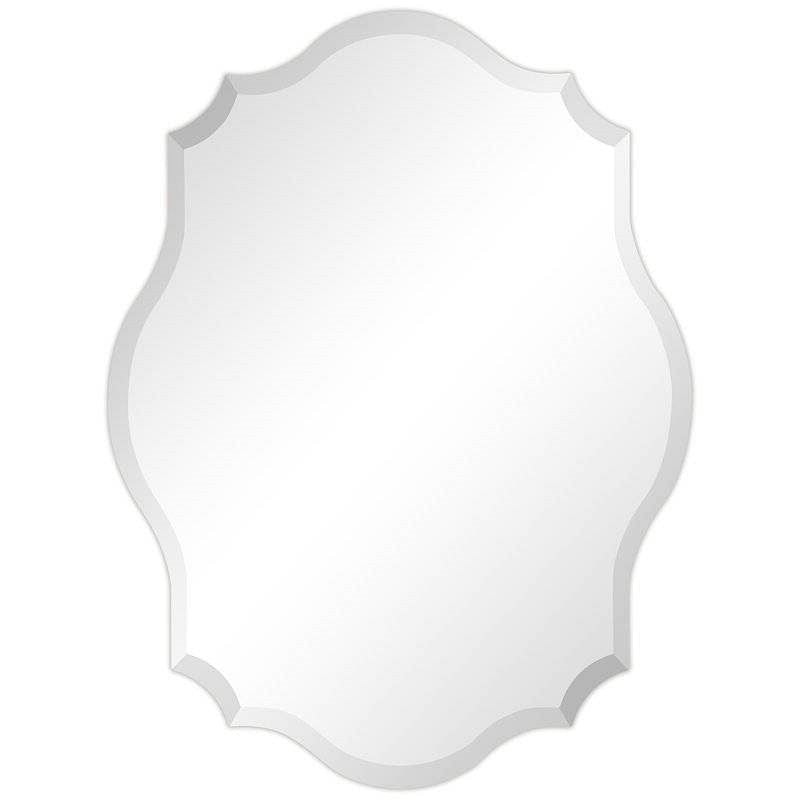 Modern Frameless 32 x 24 inch Scalloped Beveled Accent Bathroom Mirror-2