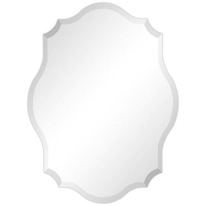 Modern Frameless 32 x 24 inch Scalloped Beveled Accent Bathroom Mirror-2