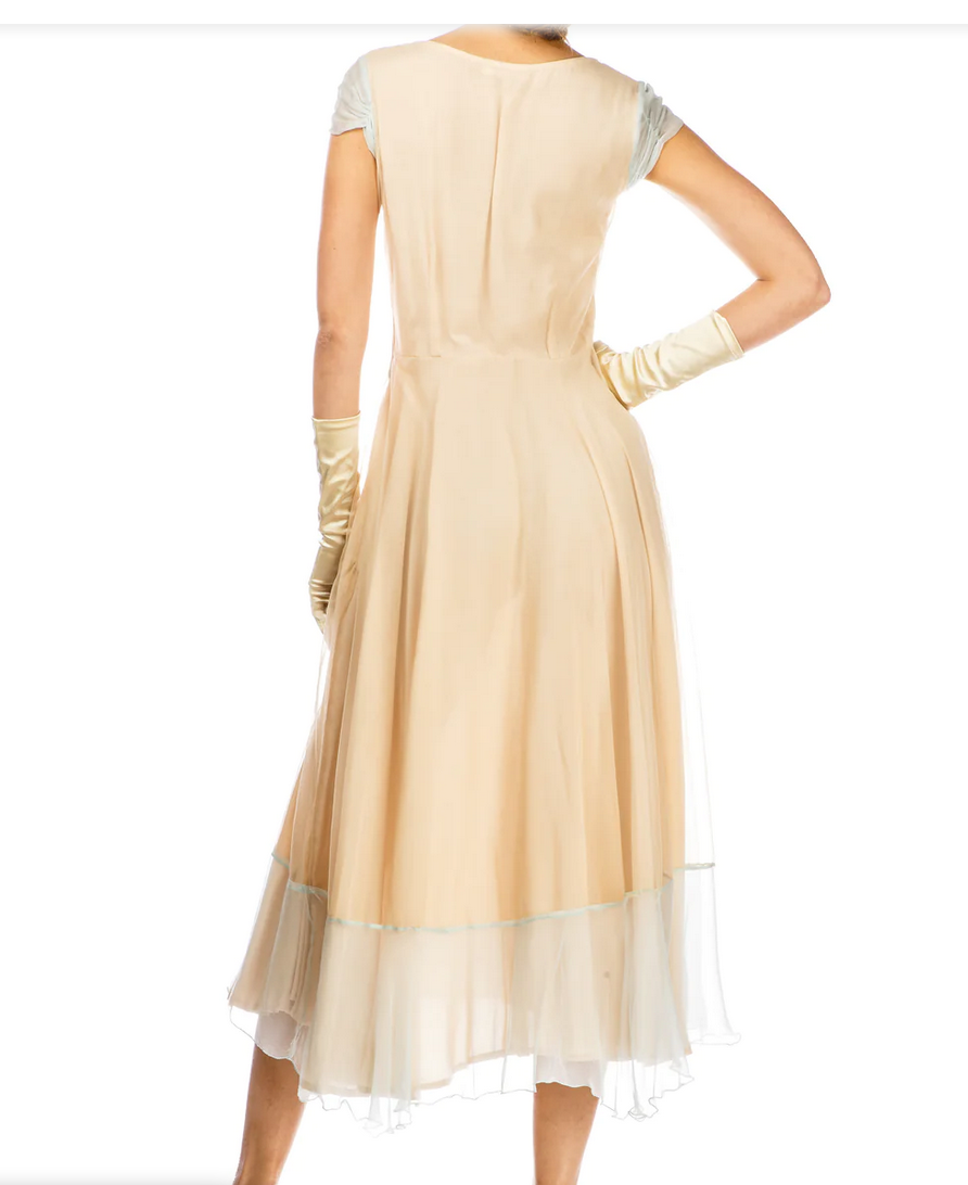 LAST ONES! SM(4) & XLG(14) ONLY - Nataya Nude/Mint, Multi-Use Silk Stitched, "Ayla" Day Dress Party, Cocktail Women's Apparel