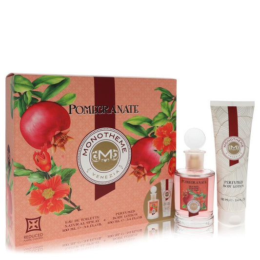 Monotheme Pomegranate by Monotheme - Gift Set -- 3.4 oz Eau De Toilette Spray + 3.4 oz Body Lotion