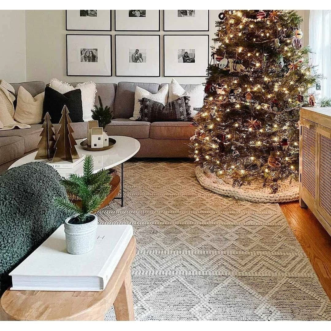 9-ft. x 12-ft. Hand Woven Wool Blend Grey Beige Ivory Persian Style Area Rug-0