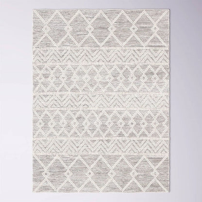 9-ft. x 12-ft. Hand Woven Wool Blend Grey Beige Ivory Persian Style Area Rug-1