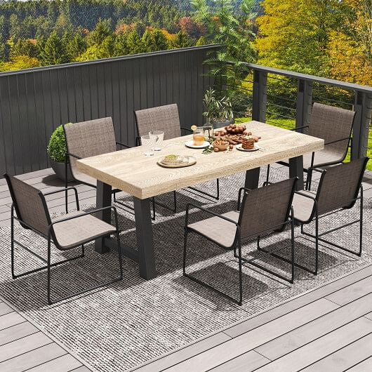 Outdoor Dining Chairs Set of 4 Patio Furniture Chair with Breathable Seat and Backrest-Brown-1