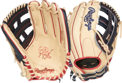 Rawlings | Heart of The Hide Series Fastpitch Softball Glove | 12.75 | RHT | Pro H-Web | Camel/Navy