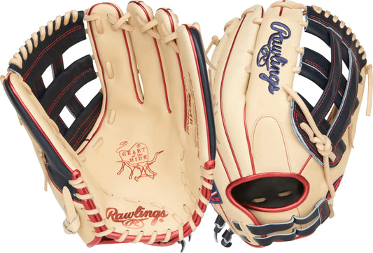 Rawlings | Heart of The Hide Series Fastpitch Softball Glove | 12.75 | RHT | Pro H-Web | Camel/Navy