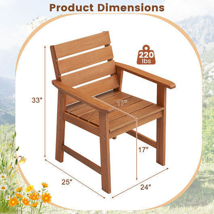 2 Piece Patio Hardwood Chair with Slatted Seat and Inclined Backrest-2
