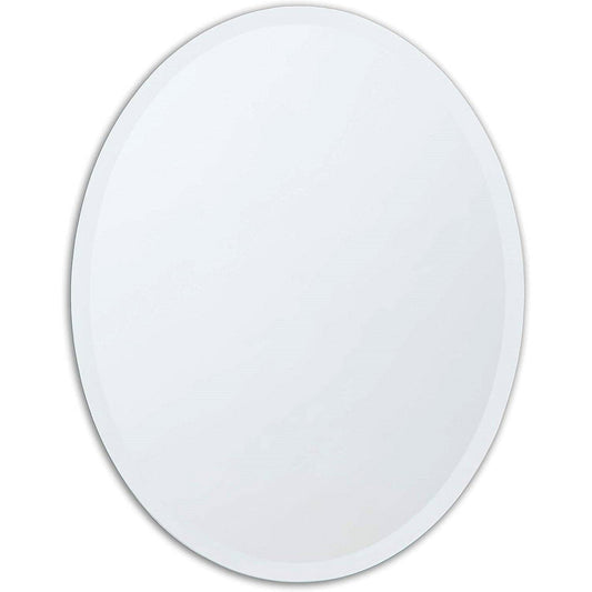 Oval Frameless 36-inch Beveled Bathroom Bedroom Living Room Vanity Wall Mirror-0