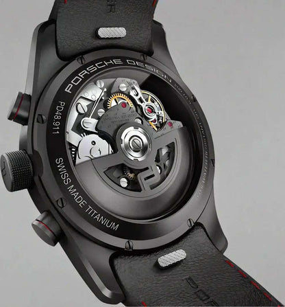PORSCHE DESIGN Black/Red Automatic TITANIUM Leather Timepiece