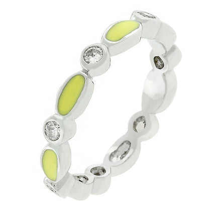 Yellow Link Enamel Stacker Ring-0