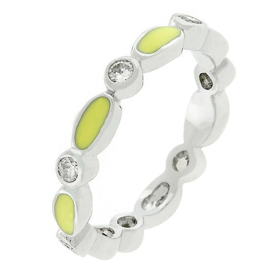 Yellow Link Enamel Stacker Ring-0