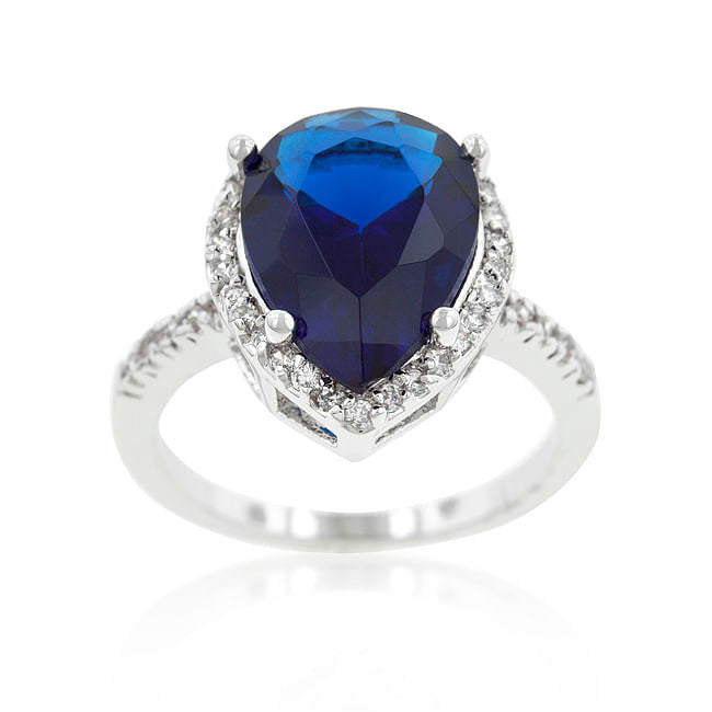 Sapphire Cubic Zirconia Drop Ring-1