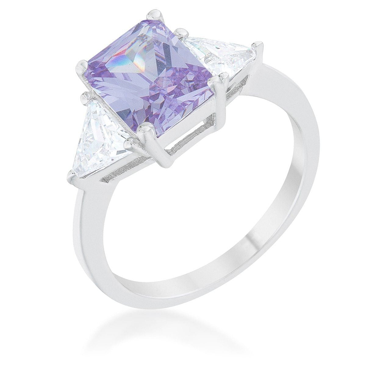 Classic Lavender White Gold Rhodium Engagement Ring-0
