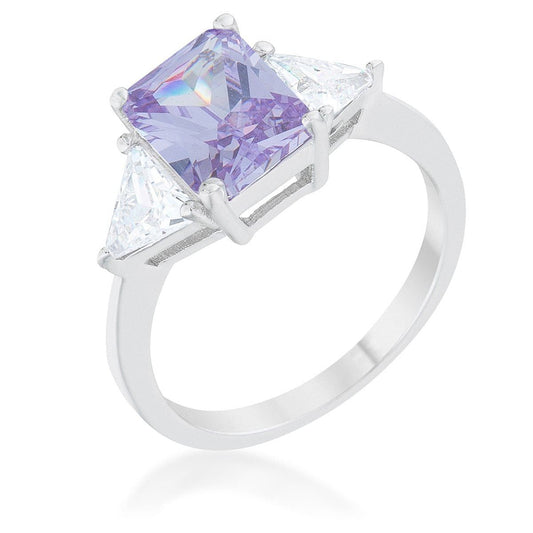 Classic Lavender White Gold Rhodium Engagement Ring-0