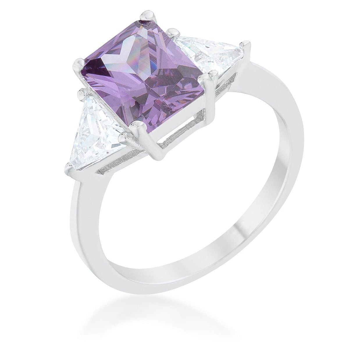 Classic Amethyst Sterling Silver Engagement Ring-0