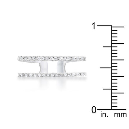 Jenn 0.2ct CZ Rhodium Pave Parallel Ring