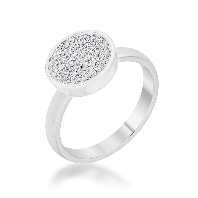 Krystal 0.2ct CZ Rhodium Pave Circle Ring-0