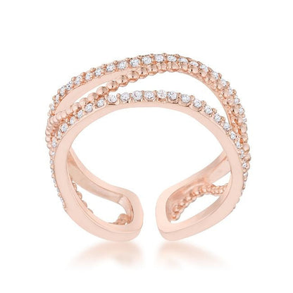 Marina 0.5ct CZ Rose Gold Abstract Cuff Ring-1