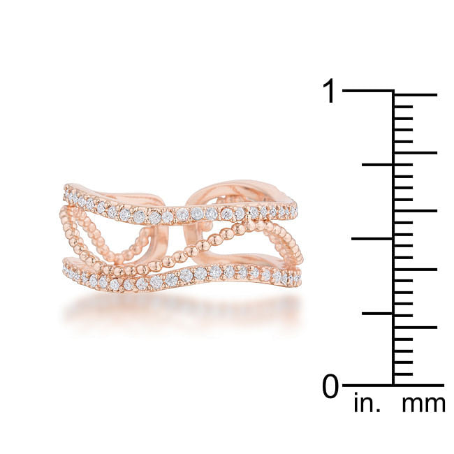 Marina 0.5ct CZ Rose Gold Abstract Cuff Ring-3