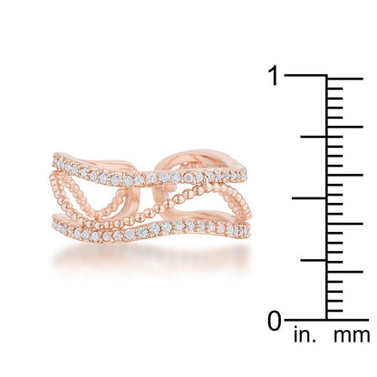 Marina 0.5ct CZ Rose Gold Abstract Cuff Ring-3