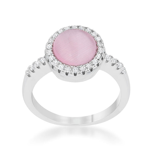 Patricia 0.3ct CZ Pink Cat's Eye Rhodium Classic Ring-1