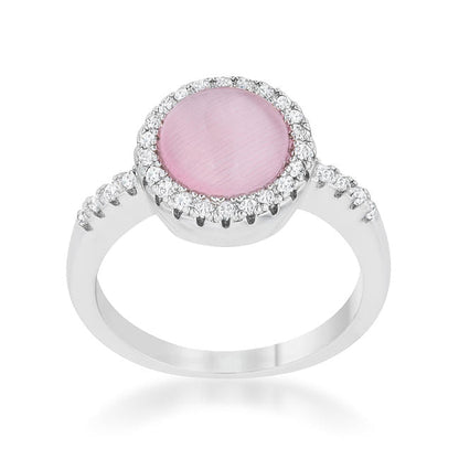 Patricia 0.3ct CZ Pink Cat's Eye Rhodium Classic Ring-1