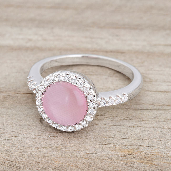 Patricia 0.3ct CZ Pink Cat's Eye Rhodium Classic Ring-2