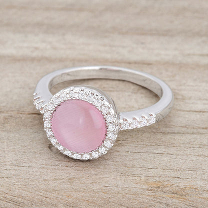 Patricia 0.3ct CZ Pink Cat's Eye Rhodium Classic Ring-2