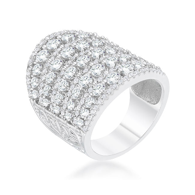 Charlyn 2.5ct Rhodium CZ Statement Cocktail Ring-0