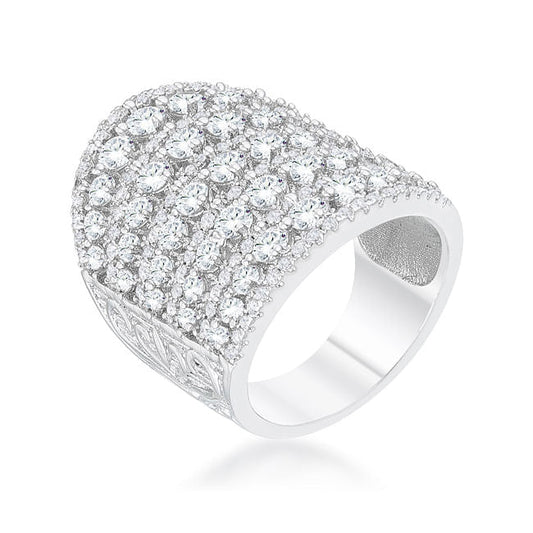 Charlyn 2.5ct Rhodium CZ Statement Cocktail Ring-0