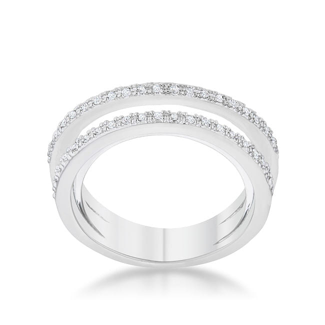 Laurie 0.2ct CZ Rhodium Contemporary Trio Band Ring-3