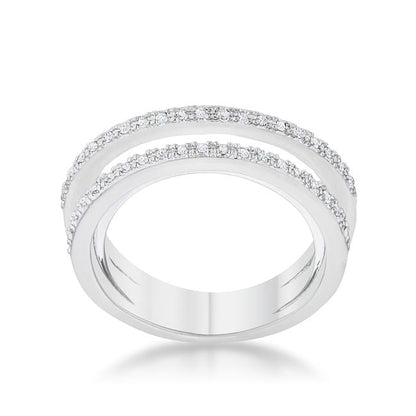 Laurie 0.2ct CZ Rhodium Contemporary Trio Band Ring-3