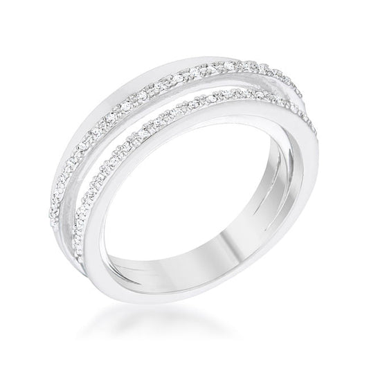 Laurie 0.2ct CZ Rhodium Contemporary Trio Band Ring-0