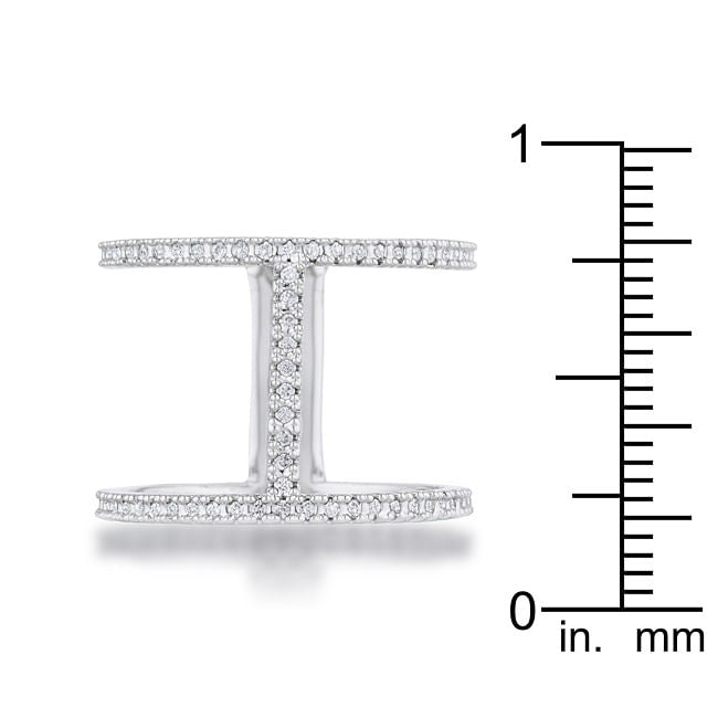 Christina 0.3ct CZ Rhodium Open Contemporary Wide Ring