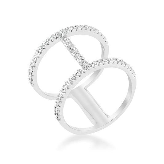 Christina 0.3ct CZ Rhodium Open Contemporary Wide Ring