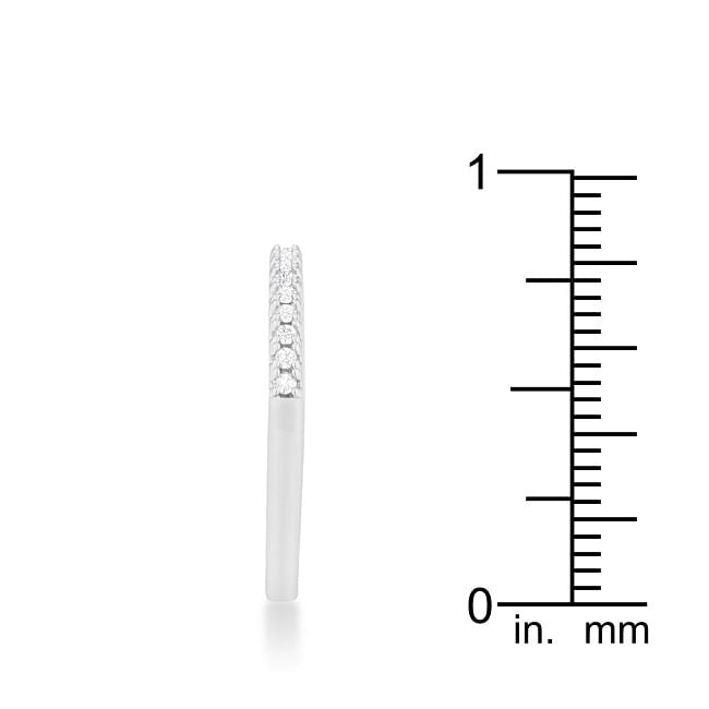 0.11ct CZ Rhodium Plated Classic Band Ring With Round Cut Cubic Zirconia In A Pave Setting-2