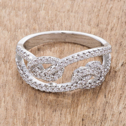 1.15Ct Rhodium Plated CZ Pave Double Knot Ring-0
