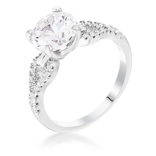 2.11Ct Rhodium Round Cut CZ Petite Ribbon Engagement Ring-0