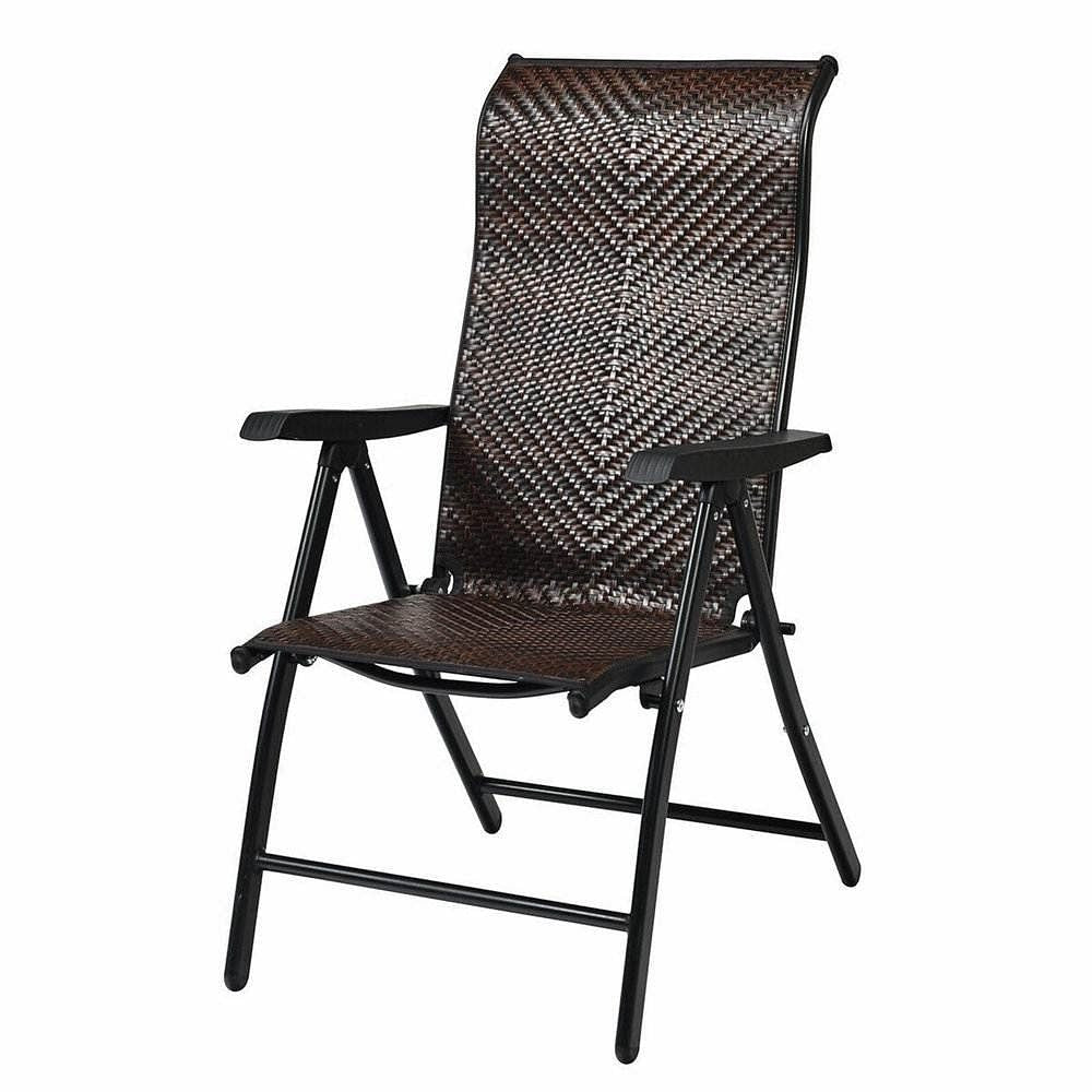 Outdoor Heavy Duty Dark Brown Rattan Folding Patio Chair-0