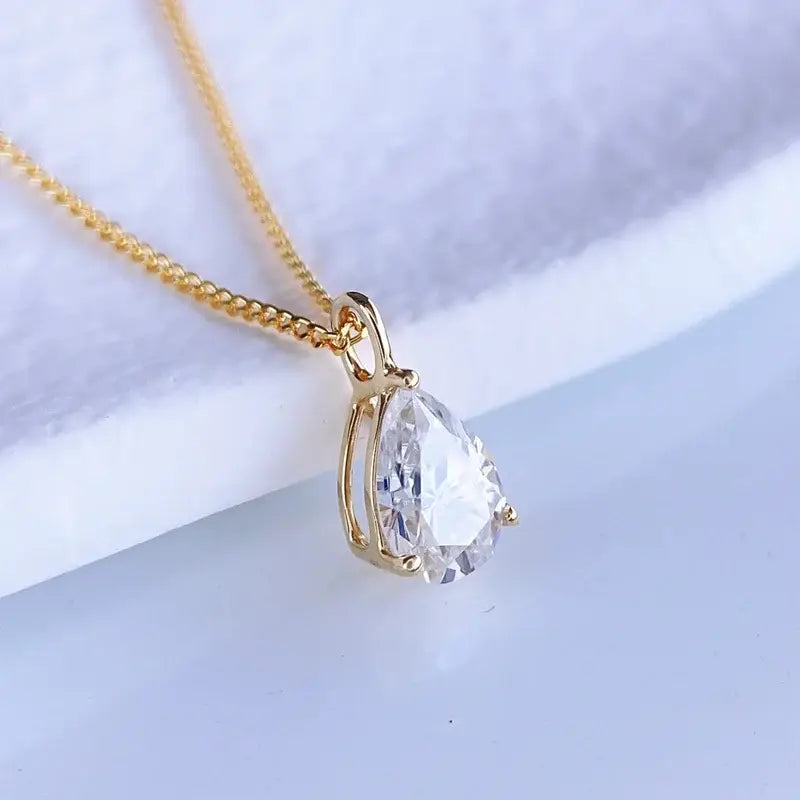 18K Yellow Gold Pendant 0.8CT Real Moissanite Necklace 5*7MM VVS Lab Diamond Fine Jewelry with Certificate AU750 White