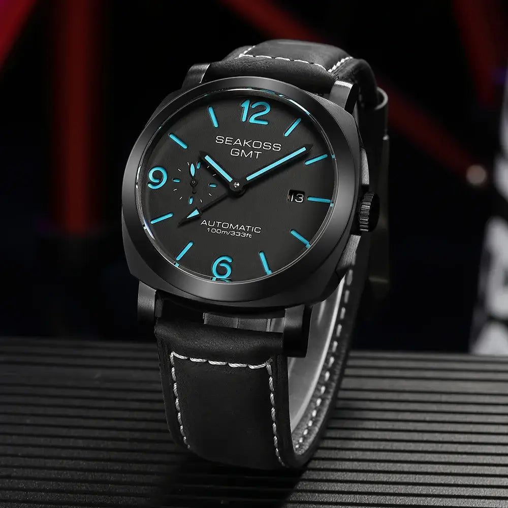 SEAKOSS GMT Diving Automatic Mechanical Watch 10Bar Men 1963 Seagull 2557 Movement Super Luminous Calendar Sapphire