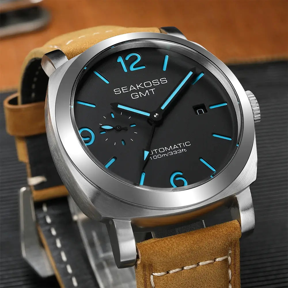 SEAKOSS GMT Diving Automatic Mechanical Watch 10Bar Men 1963 Seagull 2557 Movement Super Luminous Calendar Sapphire
