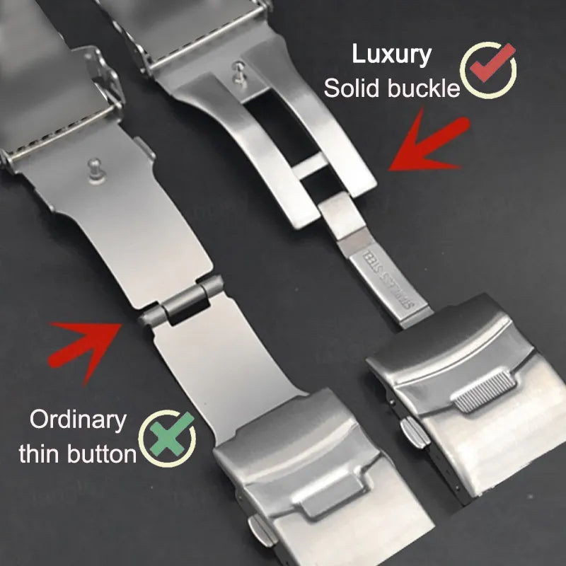 18mm 20mm 22mm 24mm Solid Buckle Metal Strap Stainless Steel Bracelet for Samsung Watch 3 Band for Huawei Watch Luxury Wristband